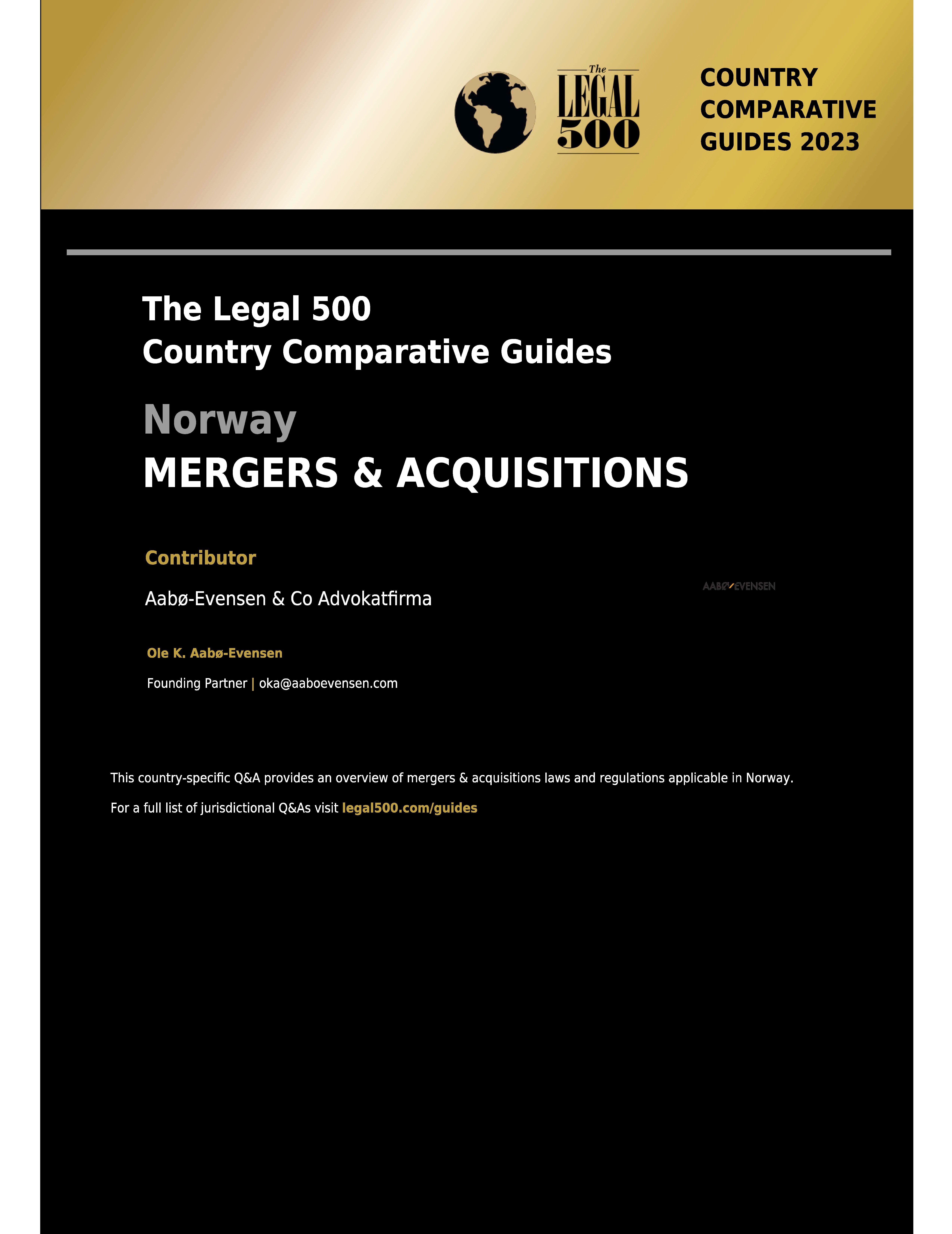 The Legal 500: M&A Country Comparative Guide 2023